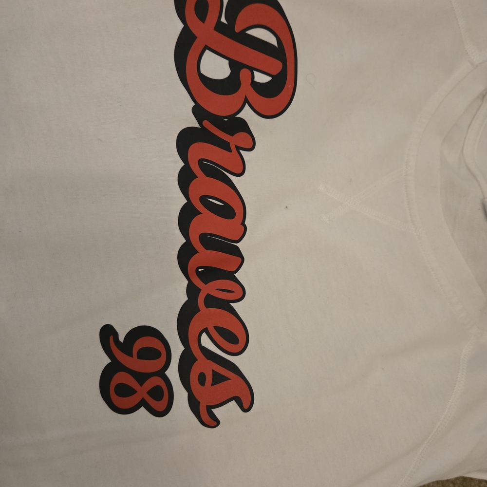 Next Level Apparel White Sweatshirt with Red and Black Print